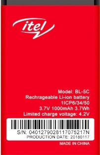 Itel it2173 (BL-5C) 1000mAh Li-ion оригінал