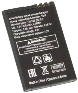 TeXet TM-103 (TB-BL5J) 800mAh Li-ion, оригінал